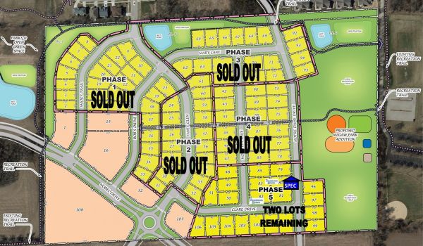 Fahey Fields Map of the available lots in the development.