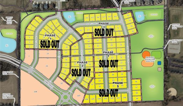 Fahey Fields Map of the available lots in the development.